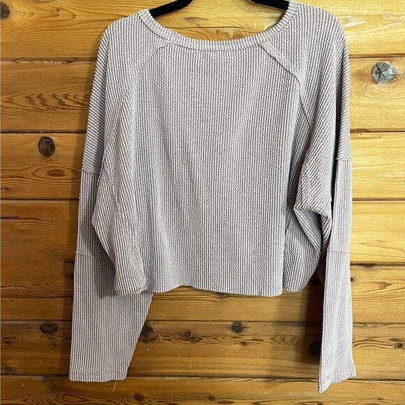 Altar'd State Waffle Knit Long sleeve cropped Top Pink XXL - Picture 2 of 5